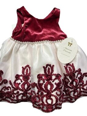 NWT Baby Girl American Princess Formal Red White Dress Size 6-9 Months